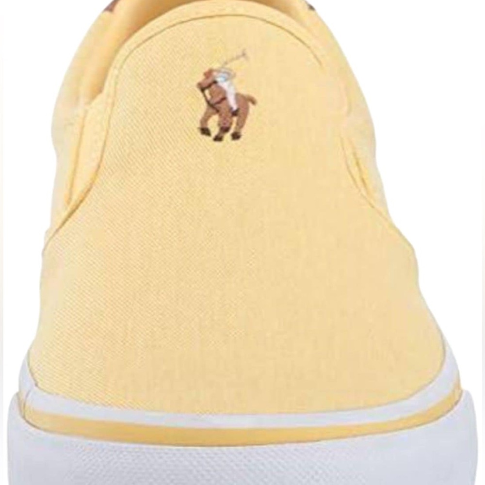 BNWT Polo by Ralph Lauren Tompson Yellow Washed Twill Slip-On Sneakers - Picture 4 of 8